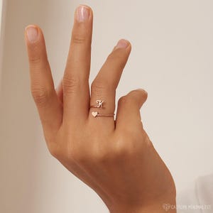 Dainty Initial Heart Ring by Caitlyn Minimalist • Personalized Ring in Gold & Silver • Mothers Ring • Anniversary Gift for Her • RM62F51