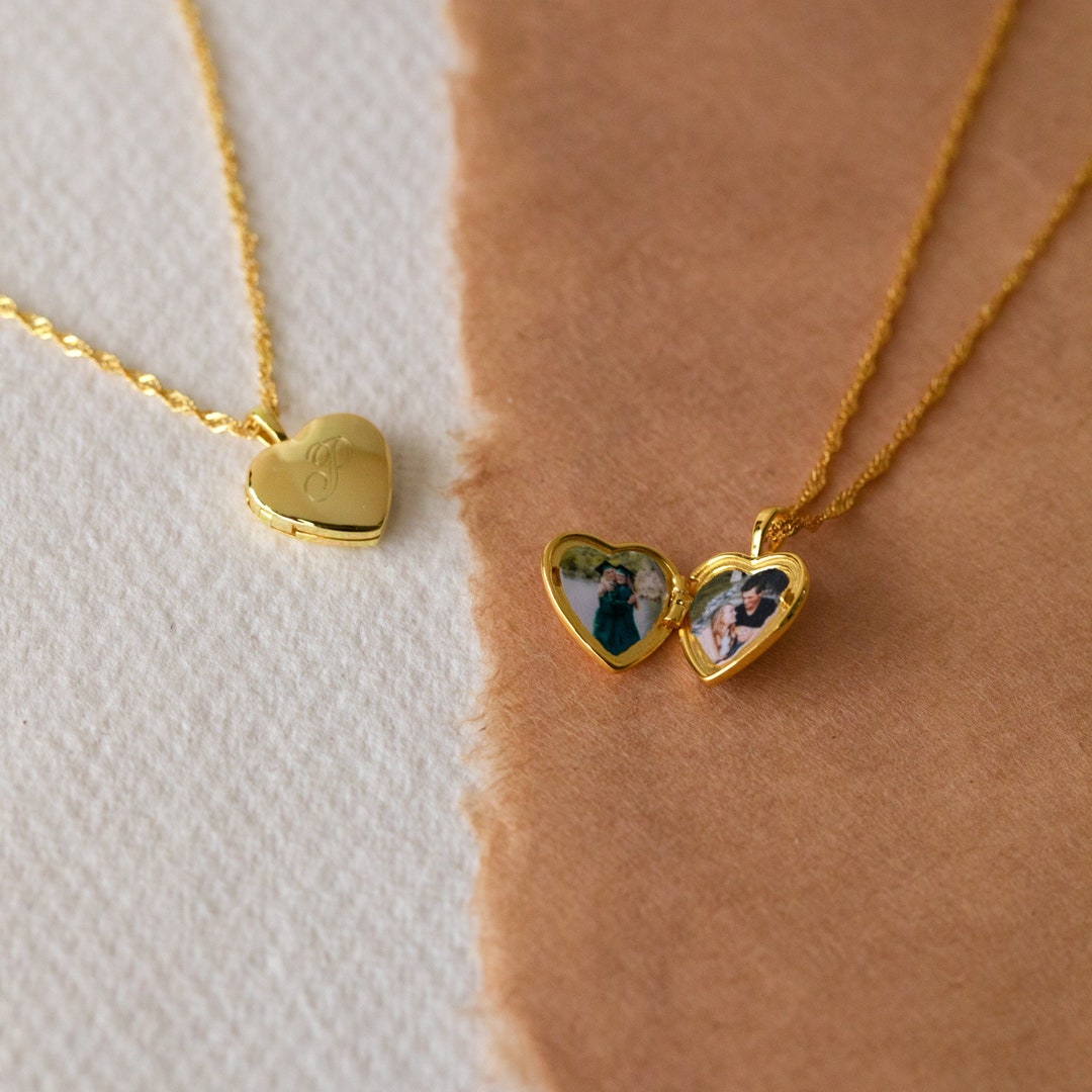 Initial Heart Photo Locket Necklace by Caitlyn Minimalist - Main Image