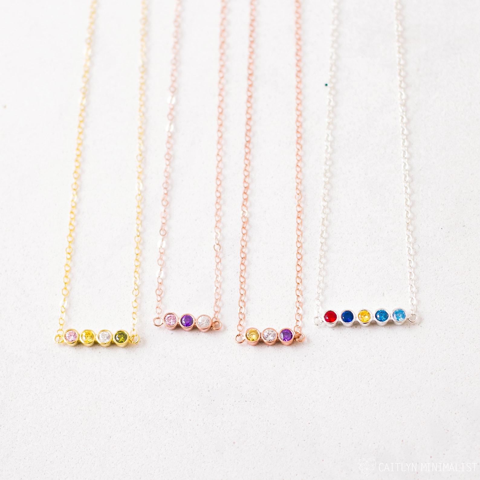 Custom Birthstone Necklace Multiple Birthstone Necklace in Etsy