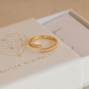 Baguette Diamond Wrap Ring by Caitlyn Minimalist Dainty Gold Ring, Perfect for Anniversary and Engagement Gifts Wedding Jewelry RR077 image 1