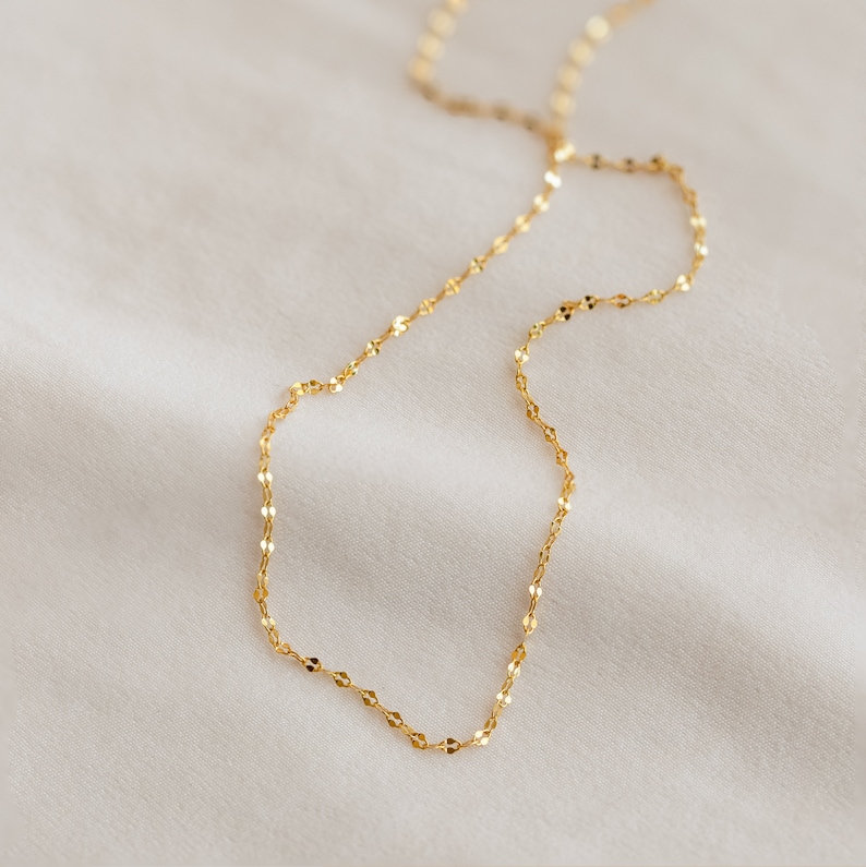 Dainty Mirror Chain Necklace by Caitlyn Minimalist Minimalist Layering Necklace with a Delicate Chain Bridal Shower Gift NR102 image 7