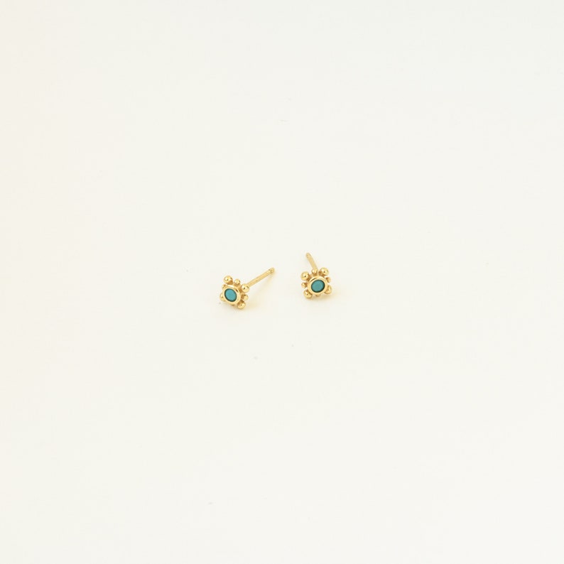 Turquoise Stud Earrings by Caitlyn Minimalist Dainty Stone Stud Earrings Summer Earrings, Boho Jewelry Perfect Gift for Her ER142 image 3