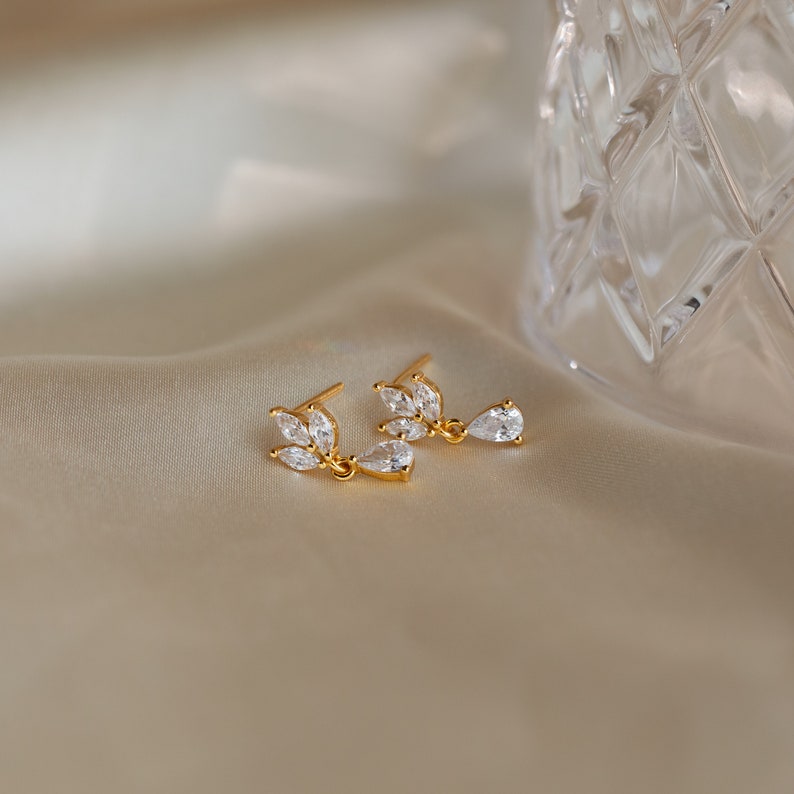 Marquise Diamond Drop Earrings by Caitlyn Minimalist Dainty Dangle Earrings Elegant Wedding Jewelry Bridesmaid Gift ER343 image 3