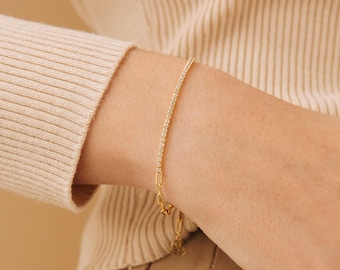Diamond Tennis Bracelet • Dainty, Perfect for Everyday Wear • Perfect Gift for Her • Bridesmaid Gifts  • BR010