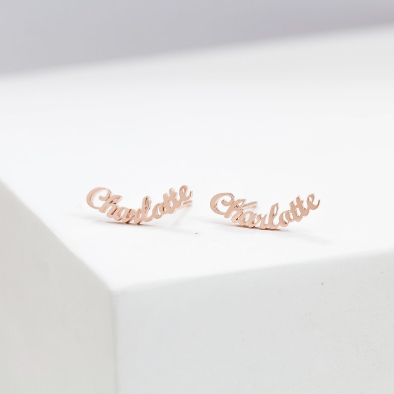 Custom Name Earrings • Personalized Gift for Her • Minimalist Earrings • Personalized Earrings • Mother's Gift • Birthday Gift • CH08F60 image 3
