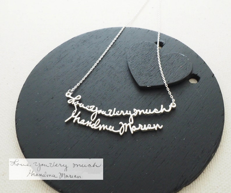 Memorial Signature Necklace Personalized Handwriting Necklace Keepsake Jewelry in Sterling Silver Handwriting Jewelry NH01 image 3