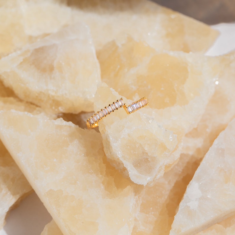 Baguette Diamond Wrap Ring by Caitlyn Minimalist Dainty Gold Ring, Perfect for Anniversary and Engagement Gifts Wedding Jewelry RR077 image 9