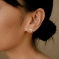 Marquise Diamond Earrings in Gold & Silver • Flower Stud Earrings • Crystal Earrings • Bridesmaid Jewelry • Bridal Earrings • ER154