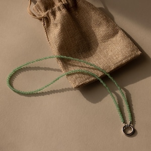 Beaded Jade Clasp Necklace by Caitlyn Minimalist • Jade Gemstone Chain Necklace • Perfect for Charm Jewelry • Girlfriend Gift • NR369 SILVER