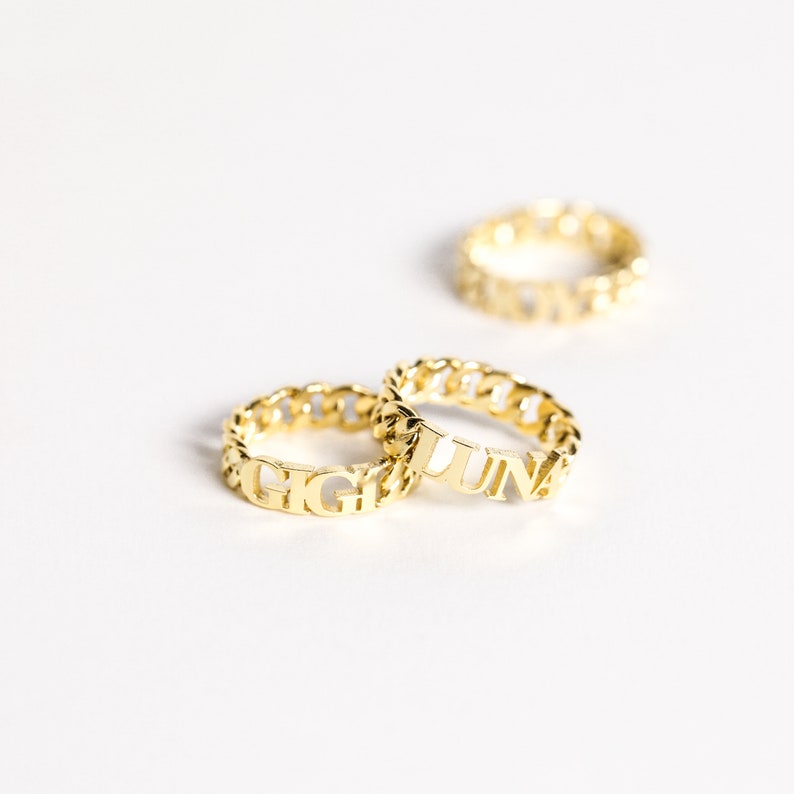 Curb Chain Name Ring by CaitlynMinimalist Curb Link Name Ring Custom Name Ring Bridesmaid Gifts RM65F33 image 4