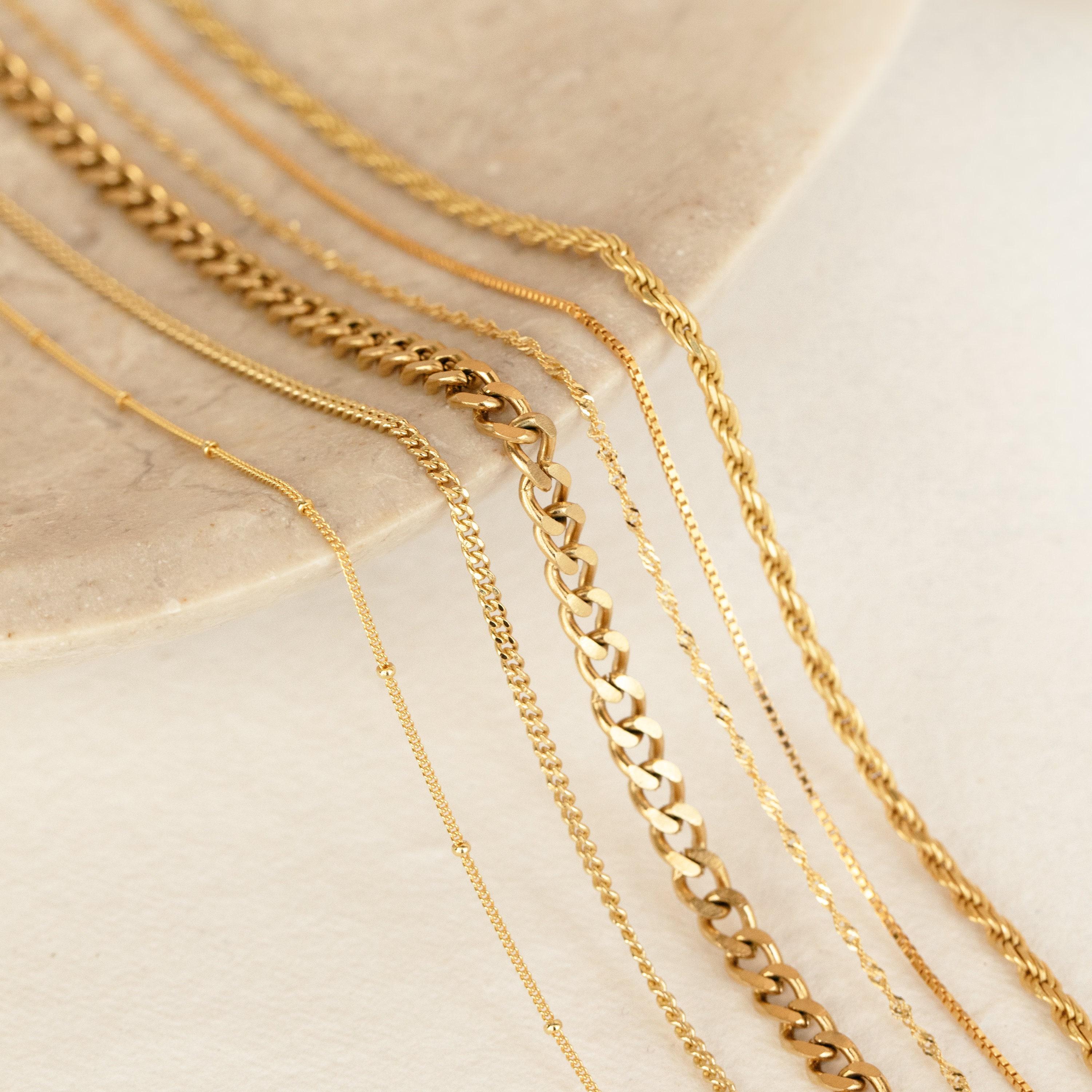 Essential Necklace Chains by Caitlyn Minimalist • Herringbone, Rope, Snake Chain Necklaces & More • Trending Silver, Gold Layering Necklaces