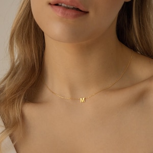 Dainty Initial Necklace by Caitlyn Minimalist • Custom Letter Charm Necklace • Delicate Layering Necklace • Birthday Gift for Her • NM54F77
