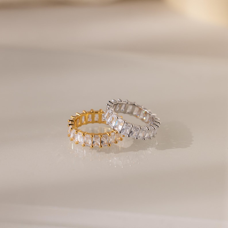 Statement Eternity Ring in Gold by Caitlyn Minimalist • Baguette Eternity Band • Engagement Ring • Wedding Ring • Bold Stacking Ring • RR024 image 8