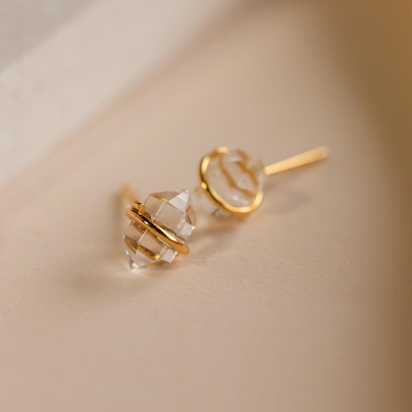 Herkimer Diamond Stud Earrings by Caitlyn Minimalist • Raw Crystal Earrings • Bohemian Gemstone Jewelry • Best Friend Gift • ER342