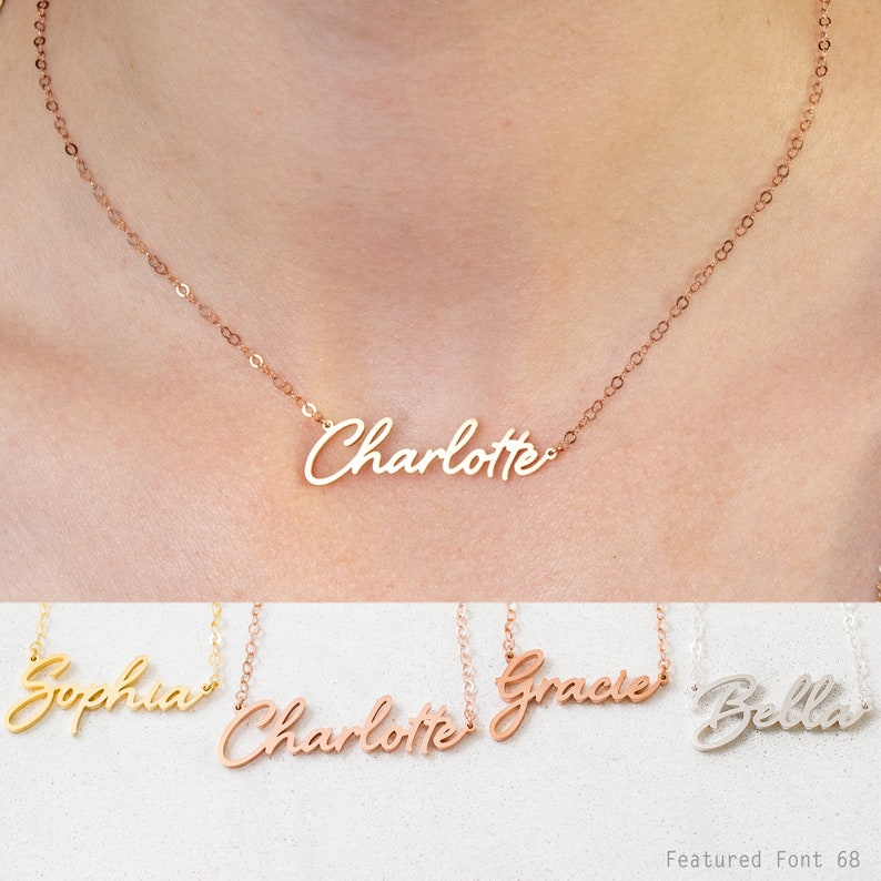 Perfect Gift for Her Minimalist Name Necklace by CaitlynMinimalist in Sterling Silver, Gold and Rose Gold NH02F66 image 7