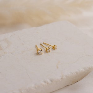 3mm Diamond Studs by Caitlyn Minimalist Dainty Crystal Stud Earrings Minimalist Diamond Earrings Perfect Gift for Mom ER202 image 8