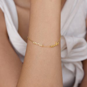 Dainty Name Bracelet by Caitlyn Minimalist • Custom Multiple Name Bracelet in Gold & Silver • Baby Shower Gift • Gift for Mom • BM61aF51 image 3