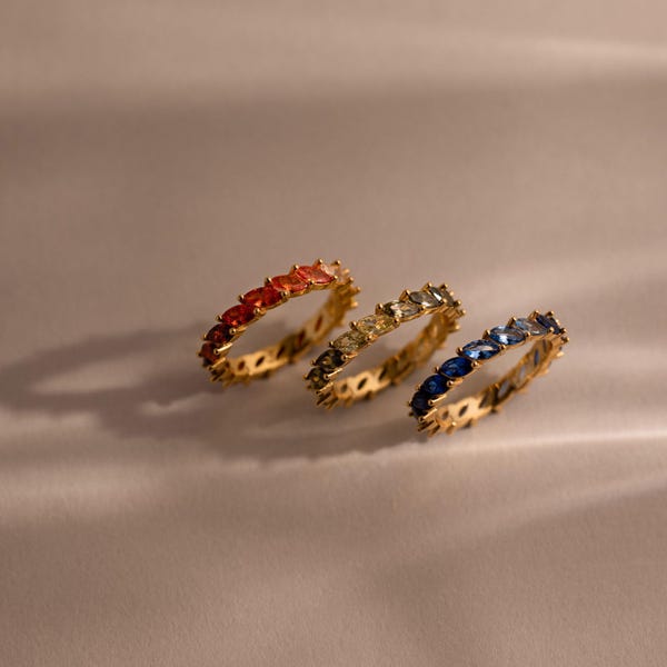 Anel Ombré com Pedra de Nascimento da Caitlyn Minimalist • Anel com Gema de Cristal em Formato de Marquise • Anel Delicado em Ouro • Joias para Noivas • Presentes de Aniversário • RR182
