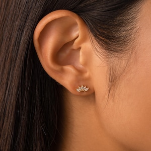Marquise Diamond Flower Earrings by Caitlyn Minimalist • Elegant Floral Stud Earrings • Vintage Wedding Jewelry • Bridal Gifts • ER272