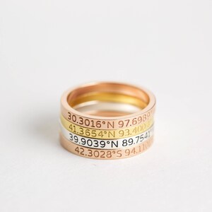 Coordinates Jewelry Custom Location Stacking Rings Dainty Latitude Longitude Ring Custom Date Ring Coordinates Ring RM22F30 image 3