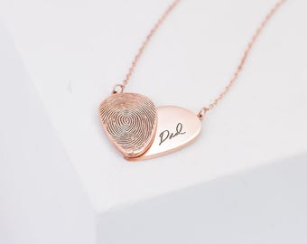 Collana a cuore regolabile • Collana con ciondolo personalizzabile con impronta digitale • Collana con incisione a mano • Gioielli commemorativi • Regalo per lei • NM45