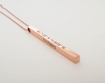 Custom Coordinates Necklace • Personalized Bar Necklace • Vertical Bar Layered Necklace • Wedding Jewelry • Personalized Gift • NM21F30