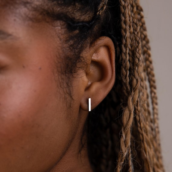 Bar Stud Earrings by Caitlyn Minimalist • Dainty Silver Earrings • Geometric Earrings • Minimalist Trendy Jewelry • Best Friend Gift • ER131