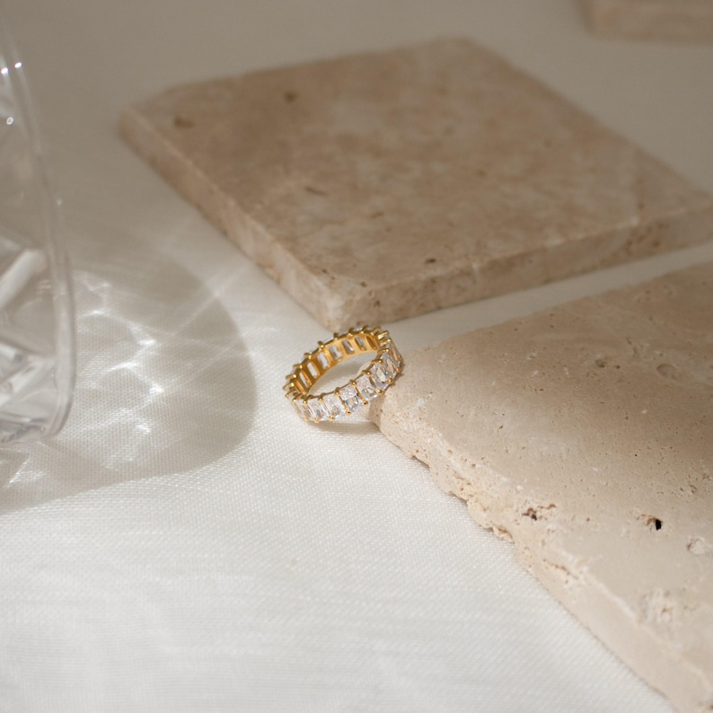 Statement Eternity Ring in Gold by Caitlyn Minimalist • Baguette Eternity Band • Engagement Ring • Wedding Ring • Bold Stacking Ring • RR024 image 2