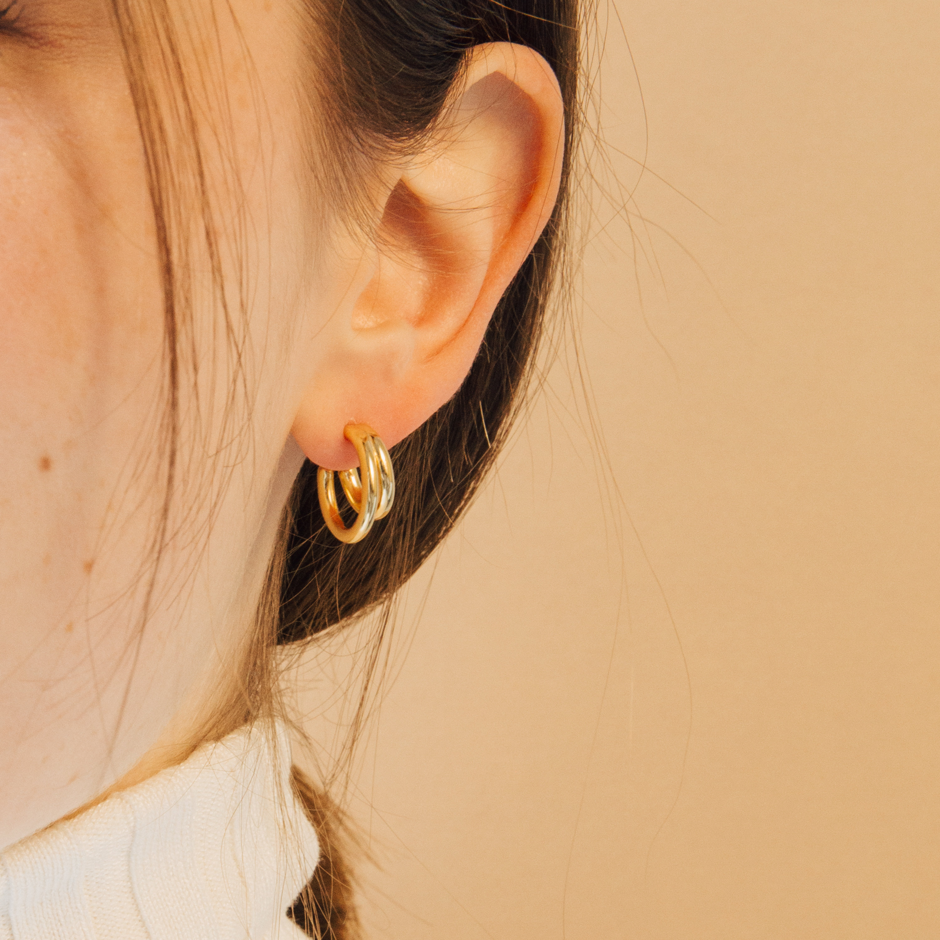 ZOEY Duo Hoops • Modern Huggie Hoops • Minimalist Earrings • Minimali…