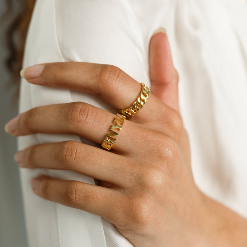 Curb Chain Name Ring by CaitlynMinimalist Curb Link Name Ring Custom Name Ring Bridesmaid Gifts RM65F33 image 5