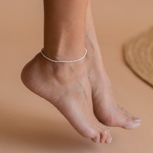 Dainty Pearl Anklet by Caitlyn Minimalist Beaded Bracelet, Perfect for Everyday Wear Boho Summer Jewelry Bridal Gift BR032 image 5