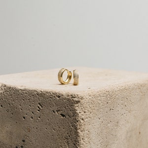 Pave Diamond Hoops Mini Huggie Hoops by Caitlyn Minimalist Mini Gold Diamond Hoop Earrings Perfect Gifts for Her ER031 image 5