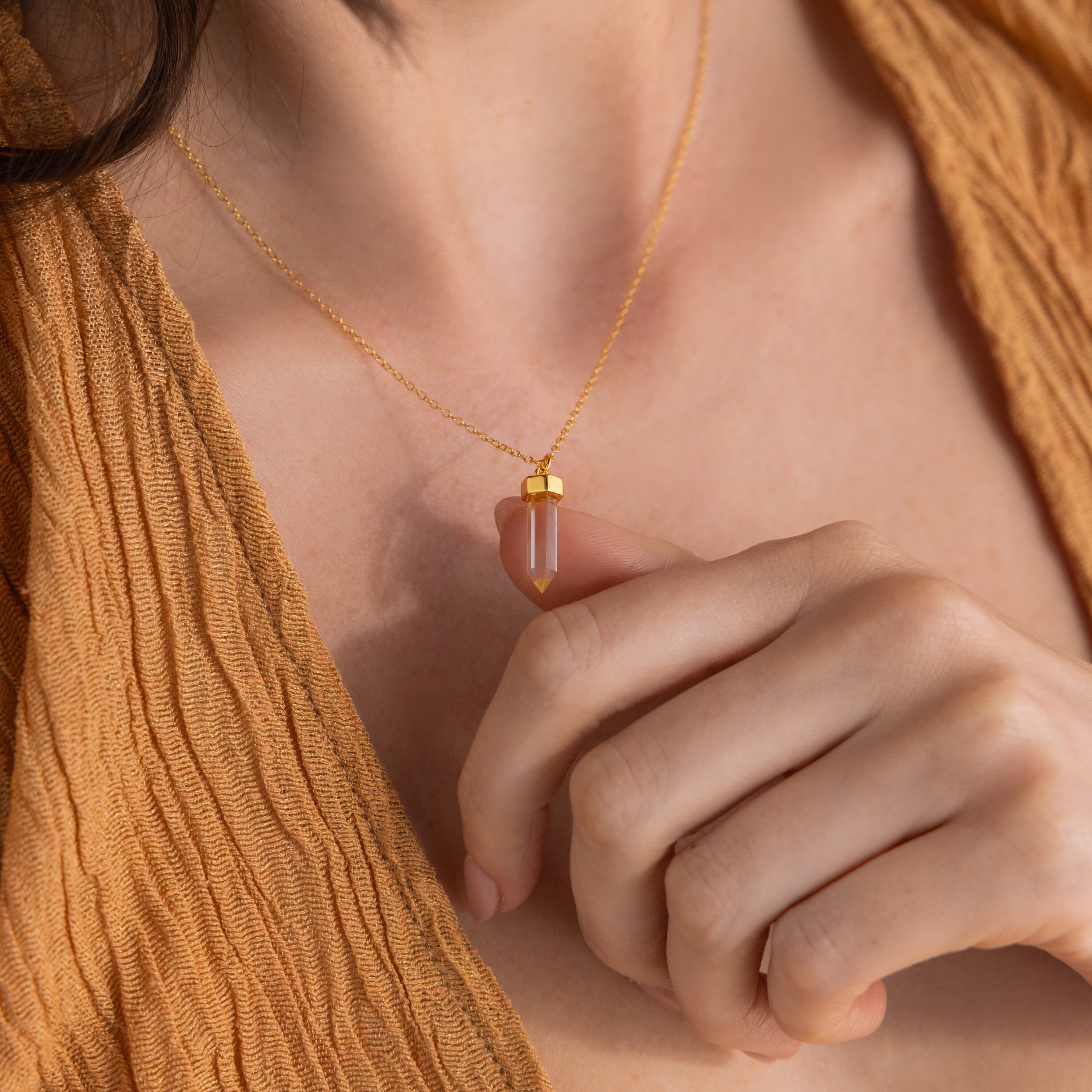 Crystal Quartz Necklace by Caitlyn Minimalist • Clear Quartz
