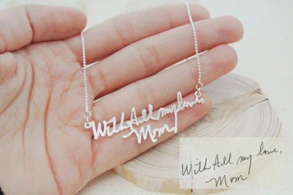 Custom Handwriting Memorial Signature Necklace Personalized