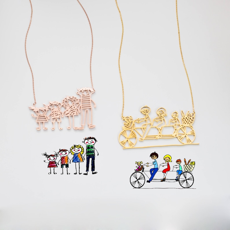 Drawing Necklace Kid Artwork Necklace Customized Child Art Etsy Canada