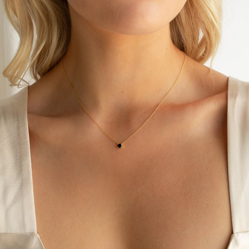 Onyx Dainty Charm Necklace by Caitlyn Minimalist Trendy Layering, Minimalist Necklace for Summer Best Friend Gift NR048 image 5