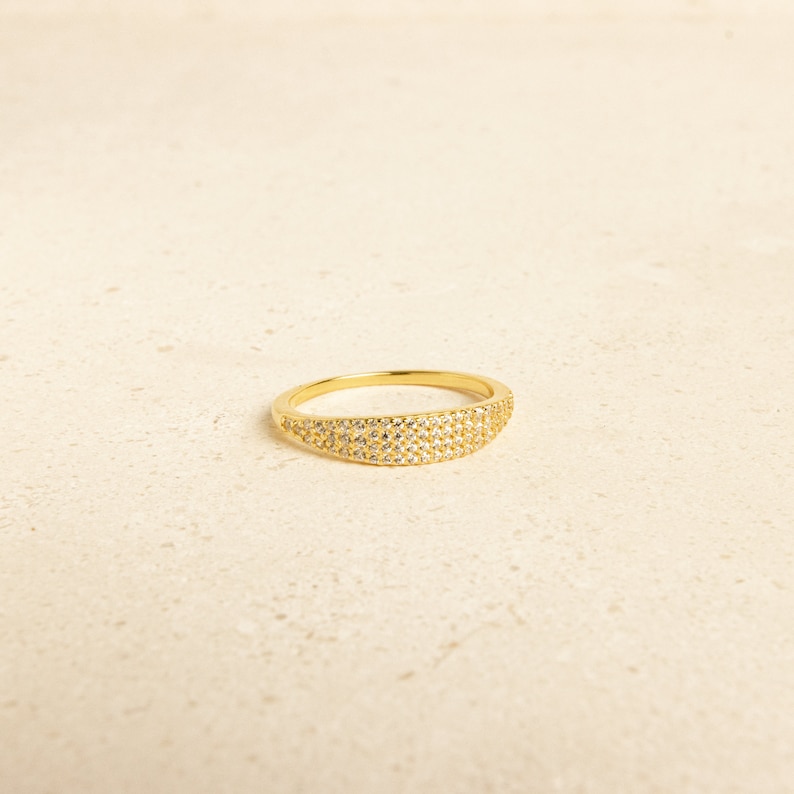 Pave Signet Ring by Caitlyn Minimalist Skinny Pave Ring Stacking Ring A Must Have Diamond Signet Ring RR034 image 2