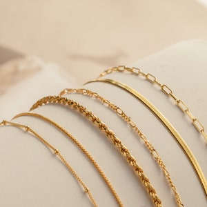 Dainty Bracelet Chains by Caitlyn Minimalist Figaro, Box, Herringbone, Rope Chain Bracelets in Gold & Silver Bridesmaid Gifts image 5