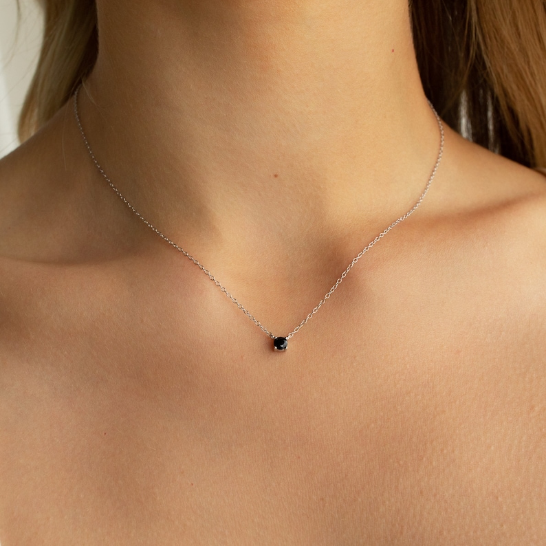 Onyx Dainty Charm Necklace by Caitlyn Minimalist Trendy Layering, Minimalist Necklace for Summer Best Friend Gift NR048 image 9