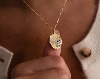 Colar com Impressão Digital e Múltiplas Pedras de Nascimento da Caitlyn Minimalist • Colar com Impressão Digital Martelo • Joia Personalizada • Presente de Homenagem • NM223NI