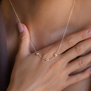 Bubble Letter Necklace by Caitlyn Minimalist • Dainty Boho Puff Name Necklace • Personalized Silver Initial Jewelry • Gift for Her • NM215