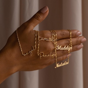 Custom Name Necklace by Caitlyn Minimalist • Sparkle Twist Chain Name Necklace • Personalized Gifts for Bridesmaid Proposal • NM100F62