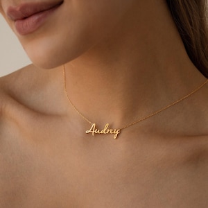 Personalized Bridesmaids Gifts • Custom Nameplate Necklace by Caitlyn Minimalist • Name Necklace in Gold • Wedding Jewelry • NH02F101
