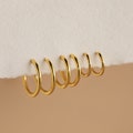 Stacking Hoop Earrings Set by Caitlyn Minimalist • Thin Hoop Earrings in Gold & Silver • Lightweight Dainty Earrings • Best Friend Gift