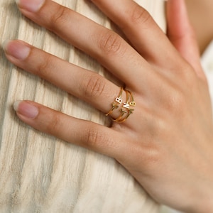 Duo Initial Ring Custom Letter Ring by Caitlyn Minimalist Couple Rings Mothers Ring Gifts For Mom RM74F39 image 6