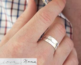 Actual Handwriting Ring • Eternity Ring • Memorial Custom Signature Men Ring • Wedding Band • Unisex Ring • FATHERS RING • RM23