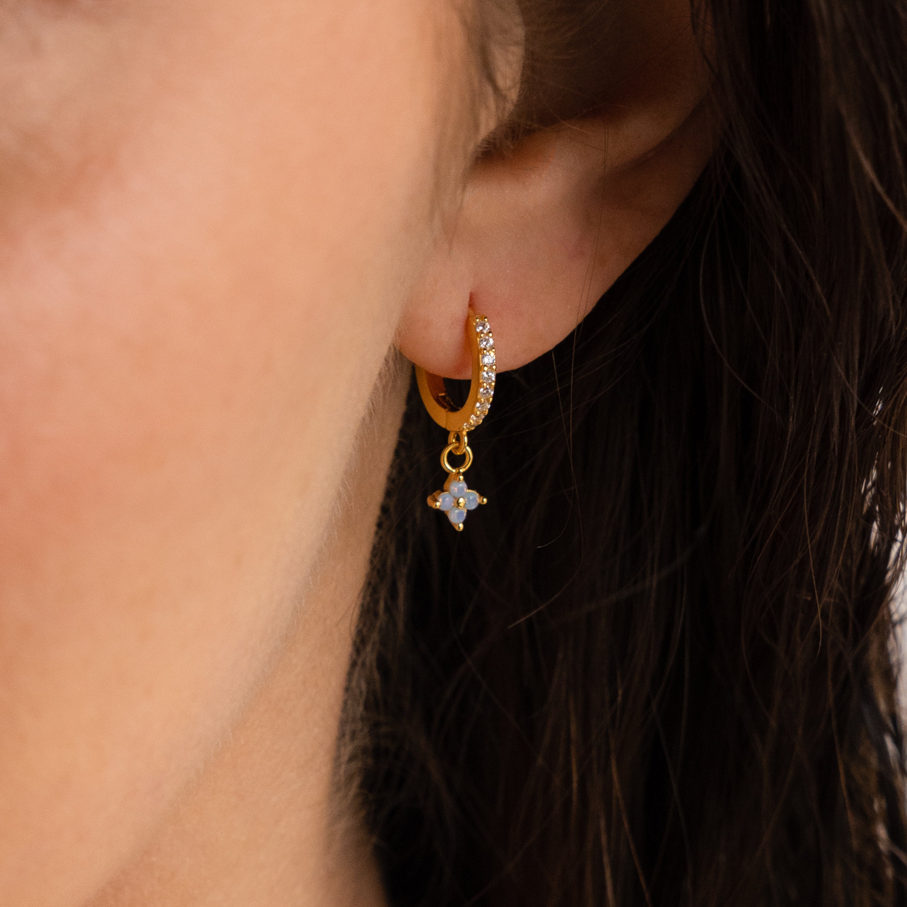 Ivy Flower Blue Earrings by Caitlyn Minimalist • Floral Hoop Earrings, Dangling Charm Huggies, & Stud Earrings • Perfect Bridesmaid Gifts