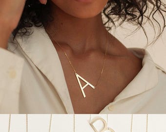 Sideways Initial Necklace • Large Initial Necklace • Oversized Letter Necklace • Monogram Necklace • Bridesmaids Gifts • NM40F39