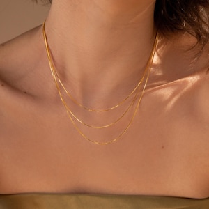 Box Chain Layered Necklace by Caitlyn Minimalist • Layering Necklace, Perfect for Everyday Wear • Gifts for Husband • NR168
