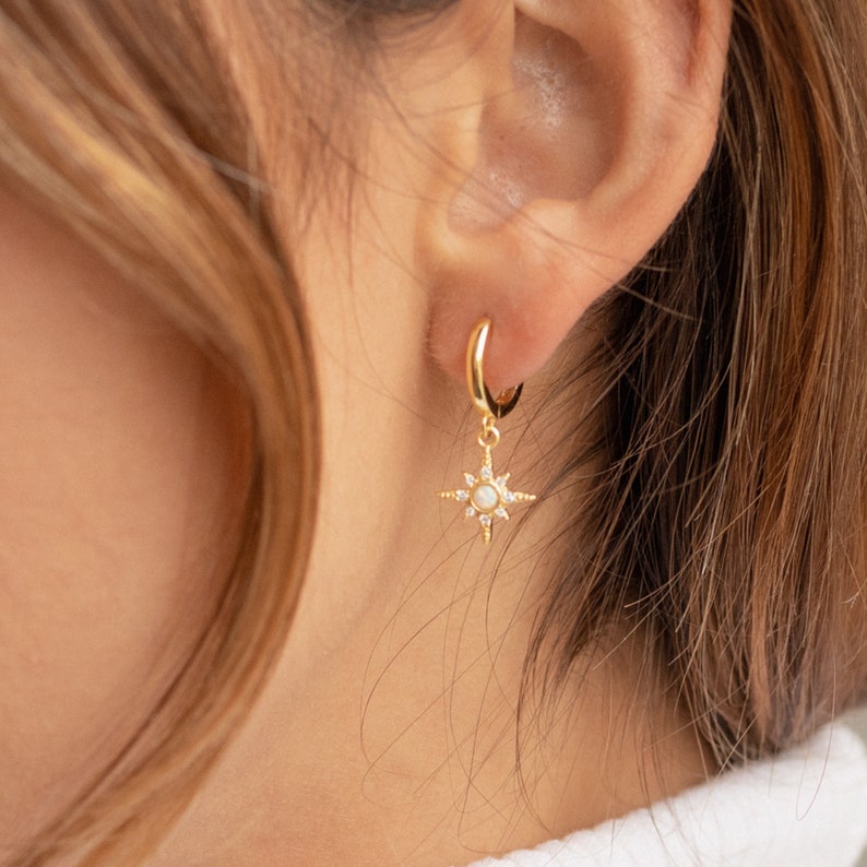 Starburst Huggie Earrings by Caitlyn Minimalist • Trending Opal Star Earrings • Perfect Minimalist Look • Gift for Her • ER055 